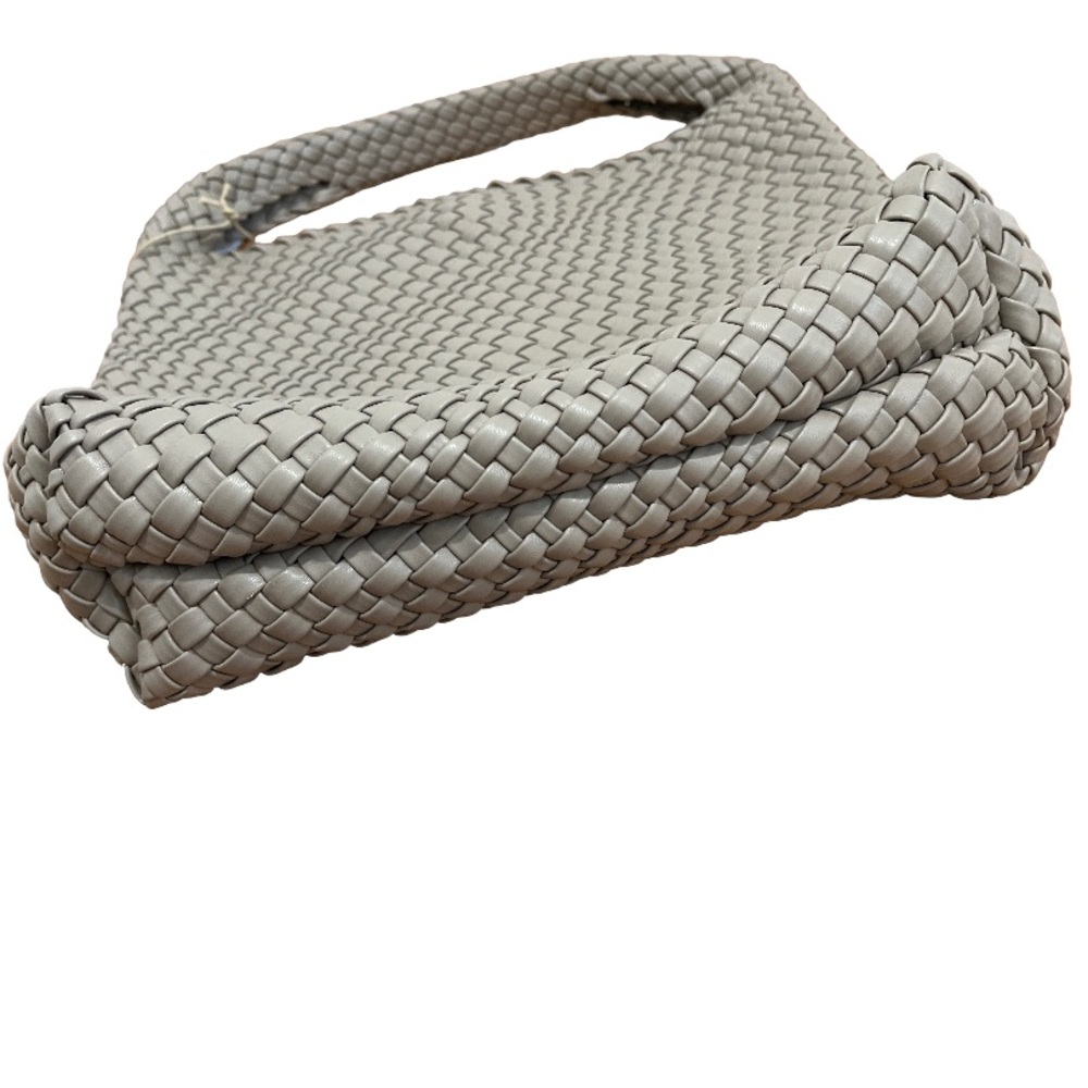 Melie Bianco Taupe Woven Vegan Leather Shoulder Bag Purse EUC - Picture 3 of 7